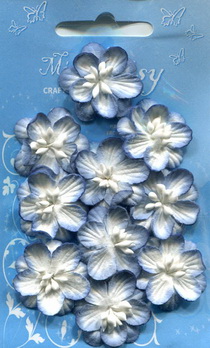 Set of 10 cherryblossoms blue white
