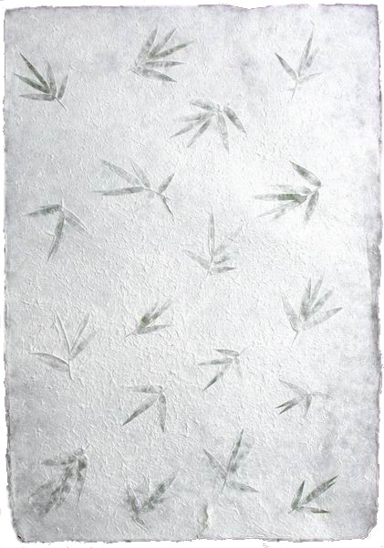 Handmade Mulberry Paper<br>with natural bamboo leaves