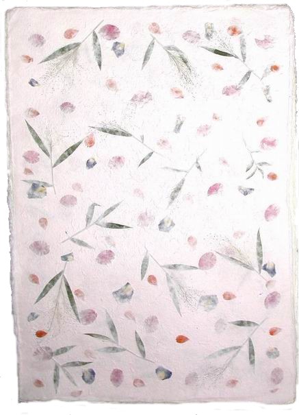 Handmade Mulberry Paper<br>with natural bamboo leaves & bougainvillea petals