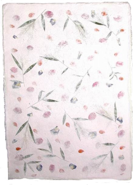 Handmade Mulberry Paper<br>with natural bamboo leaves & bougainvillea petals