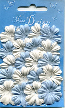 Set of 20 petals 25mm blue white