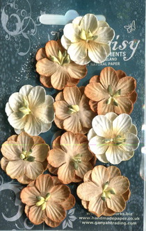 Set of 10 cherryblossoms shaded ochre