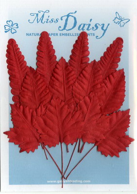 Set of 12 stemmed leaves  red