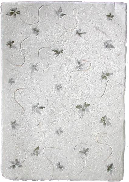 Handmade Mulberry Paper<br>with ivy leaves & raffia