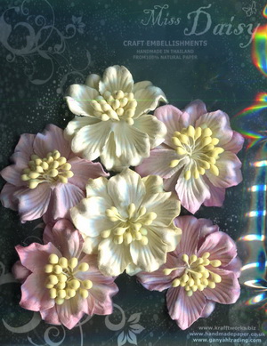 Set of 6 Gardenias 50mm <br>matching colour set<br>pinks