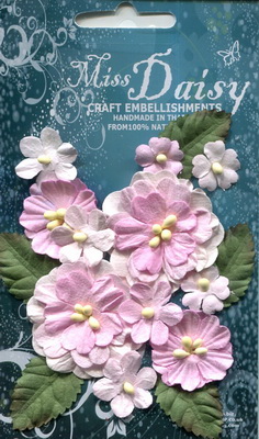 Set of flowers and leaves in pastel colours, rose