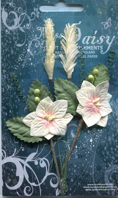 Set of hydrangeas on leaves and sprigs in pastel colours, cream