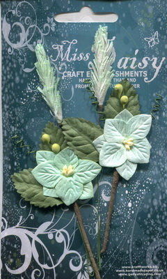 Set of hydrangeas on leaves and sprigs in pastel colours, green