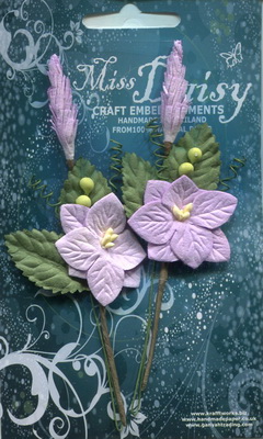 Set of hydrangeas on leaves and sprigs in pastel colours, lavender
