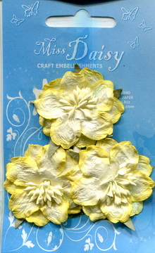 Set of 3 flowers 35mm yellow-white