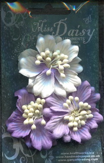 Set of 3 Gardenias 50mm <br>matching colour set<br>lavender