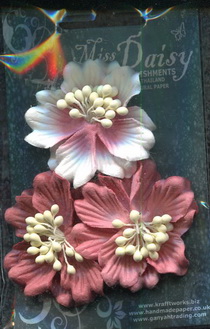 Set of 3 Gardenias 50mm <br>matching colour set<br>soft red