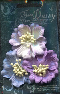 Set of 3 Gardenias 50mm <br>matching colour set<br>violets