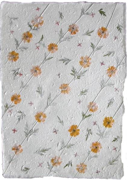 Handmade Mulberry Paper<br>with natural yellow daisies