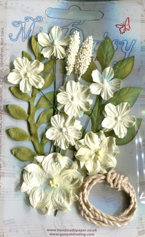 Garden Bloom 1, sets of flowers and string, cream