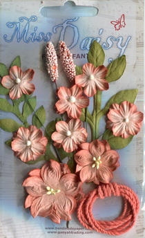 Garden Bloom 1, sets of flowers and string, living coral