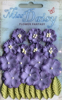 Garden Bloom 4, sets of 24 flowers and leaves,aubergine