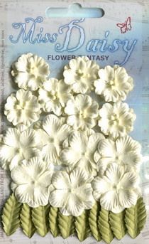 Garden Bloom 4, sets of 24 flowers and leaves, cream