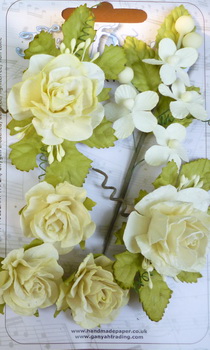 Set of large rose sprigs and buds,cream