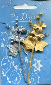 2 Xmas Sprigs silver & gold