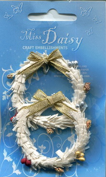2 Xmas wreaths white & gold bow