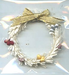 Handmade Xmas wreath 5cm white gold bow