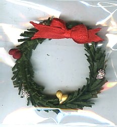 Handmade Xmas wreath 5cm green red bow