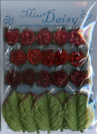 Set of 15 roses and 5 rose leaves reds